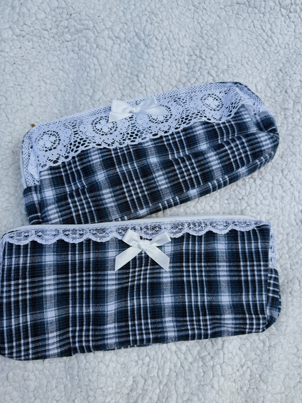 Blue plaid pencil pouch