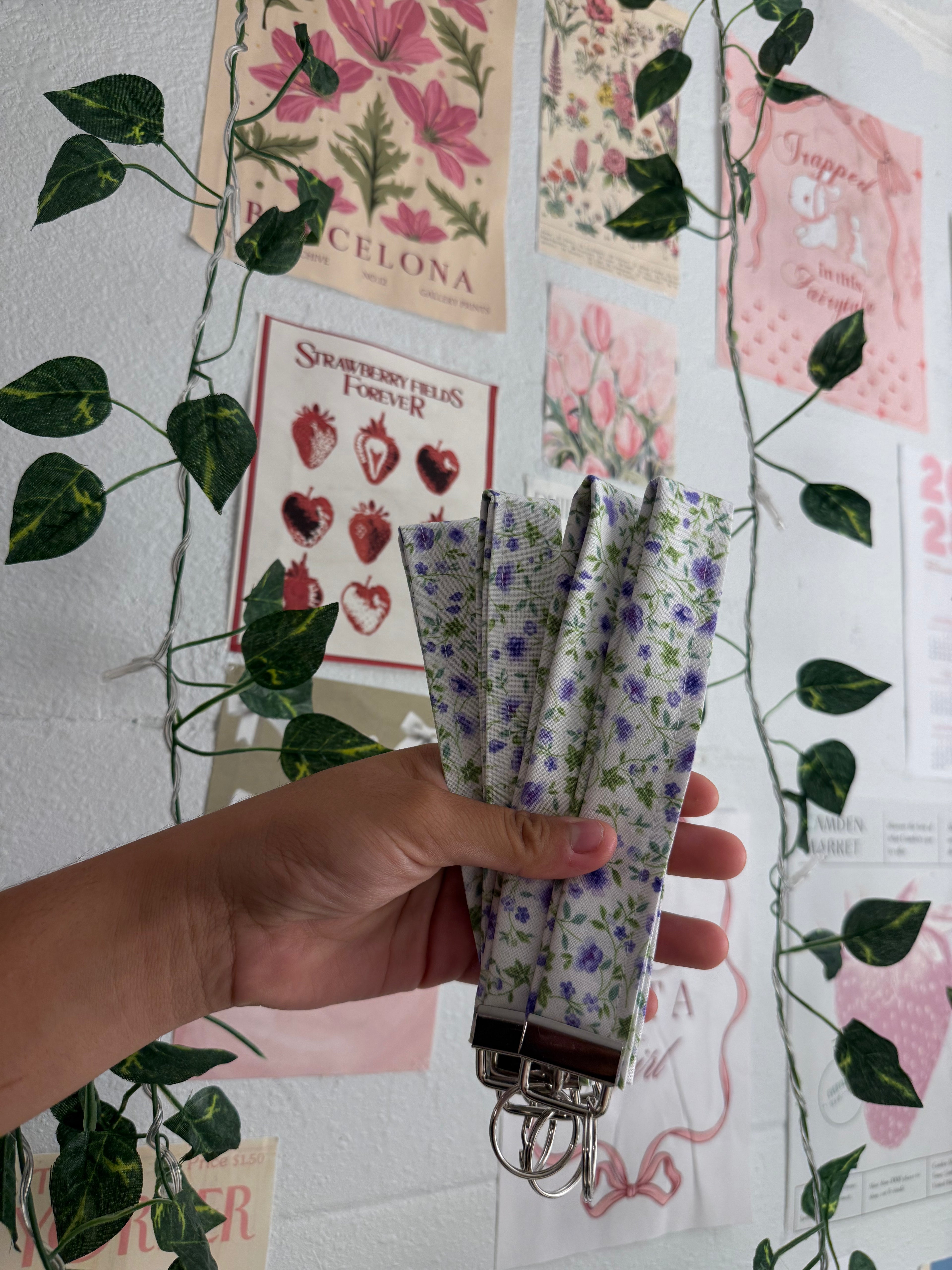 Purple floral wristlet