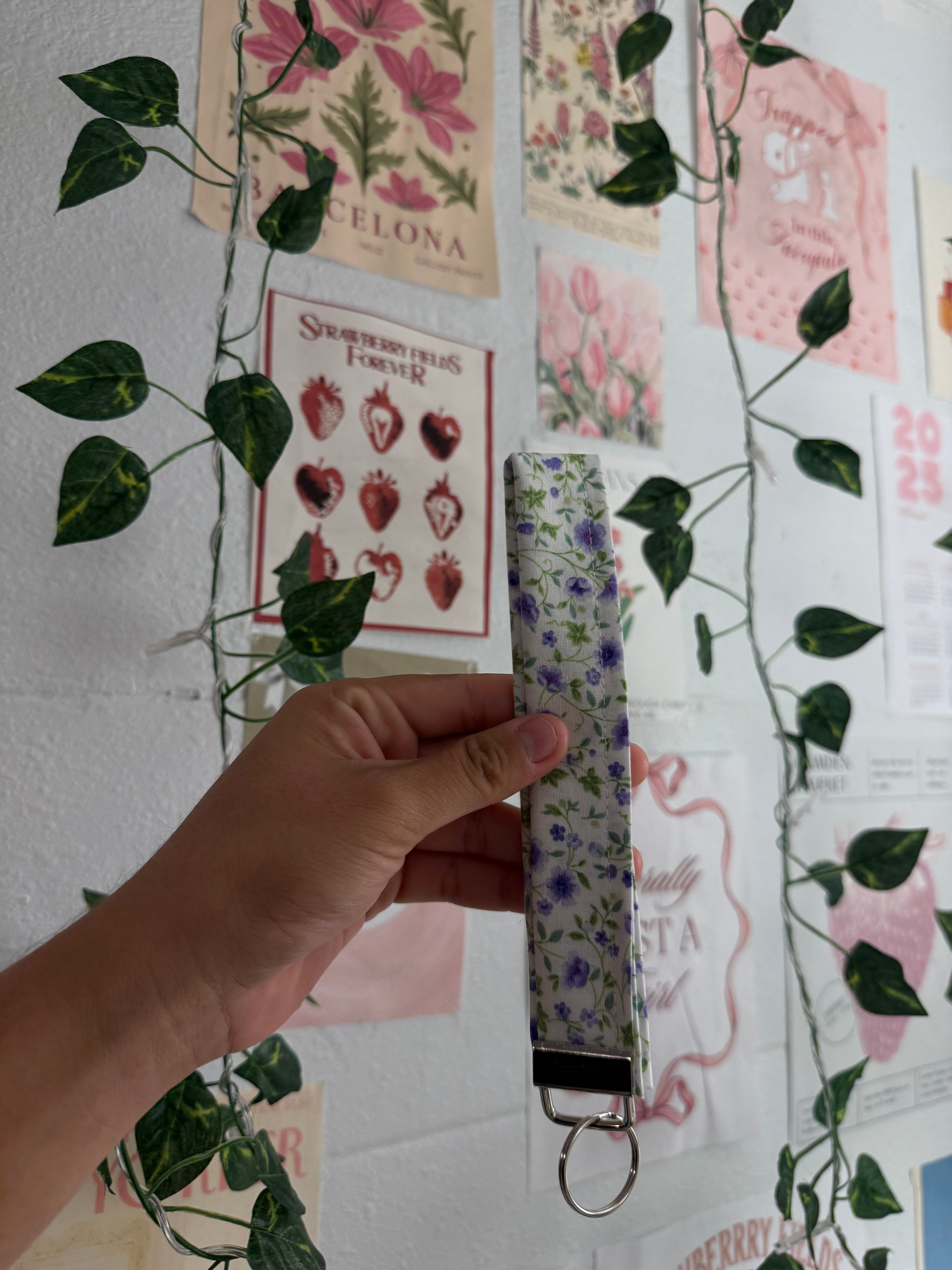 Purple floral wristlet