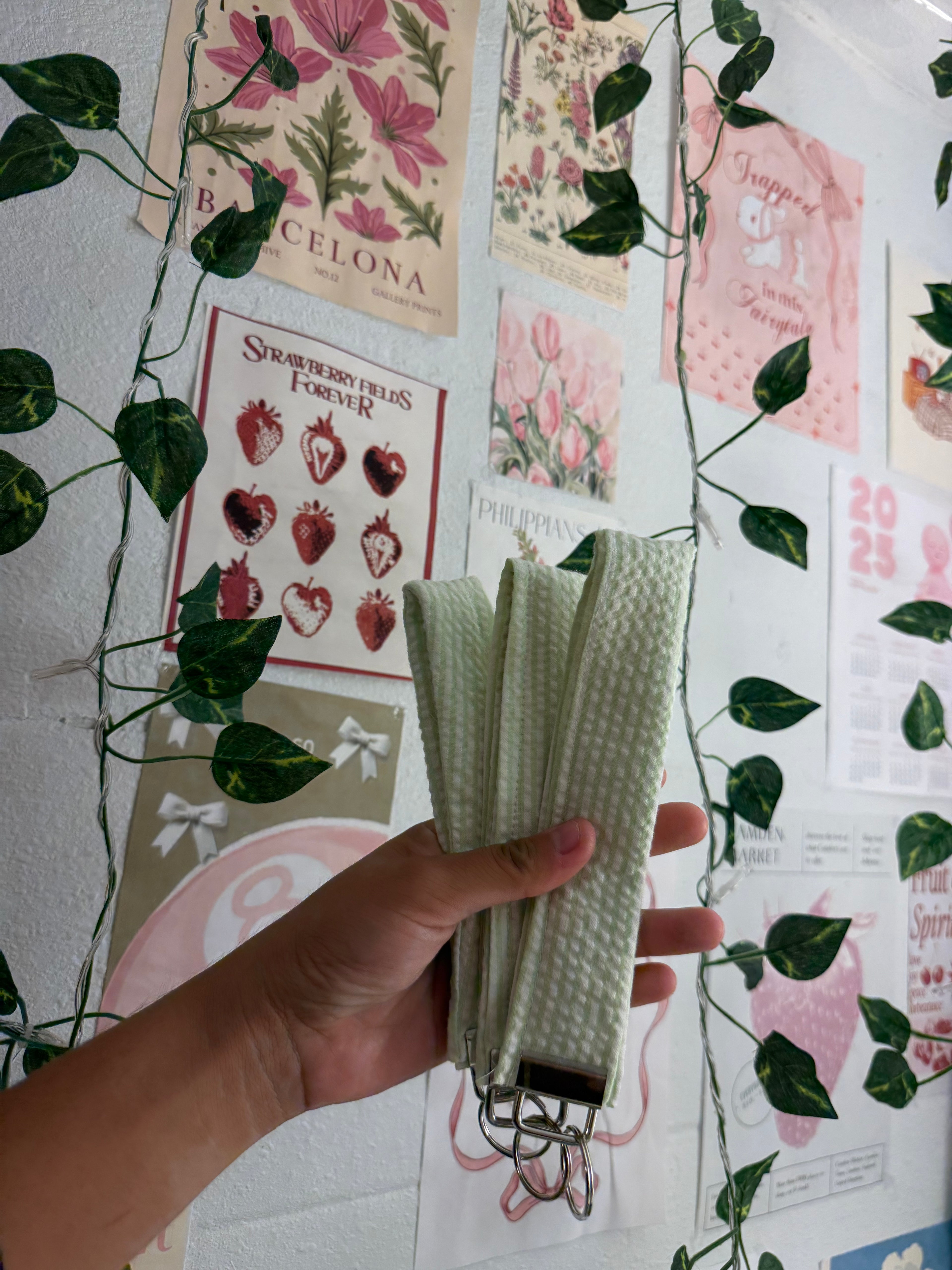 Green gingham wristlet