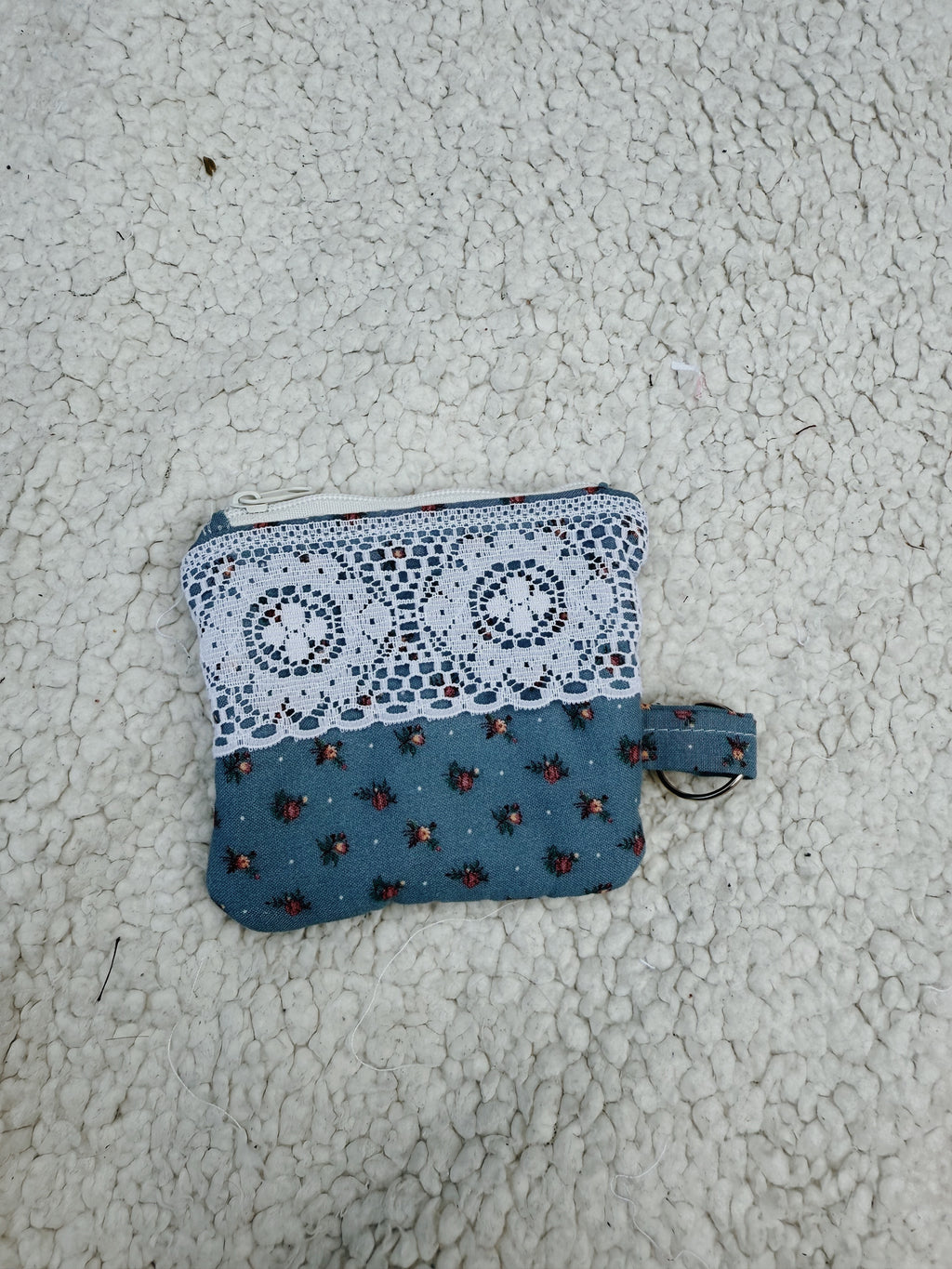 Blue Floral Small Keychain Pouch