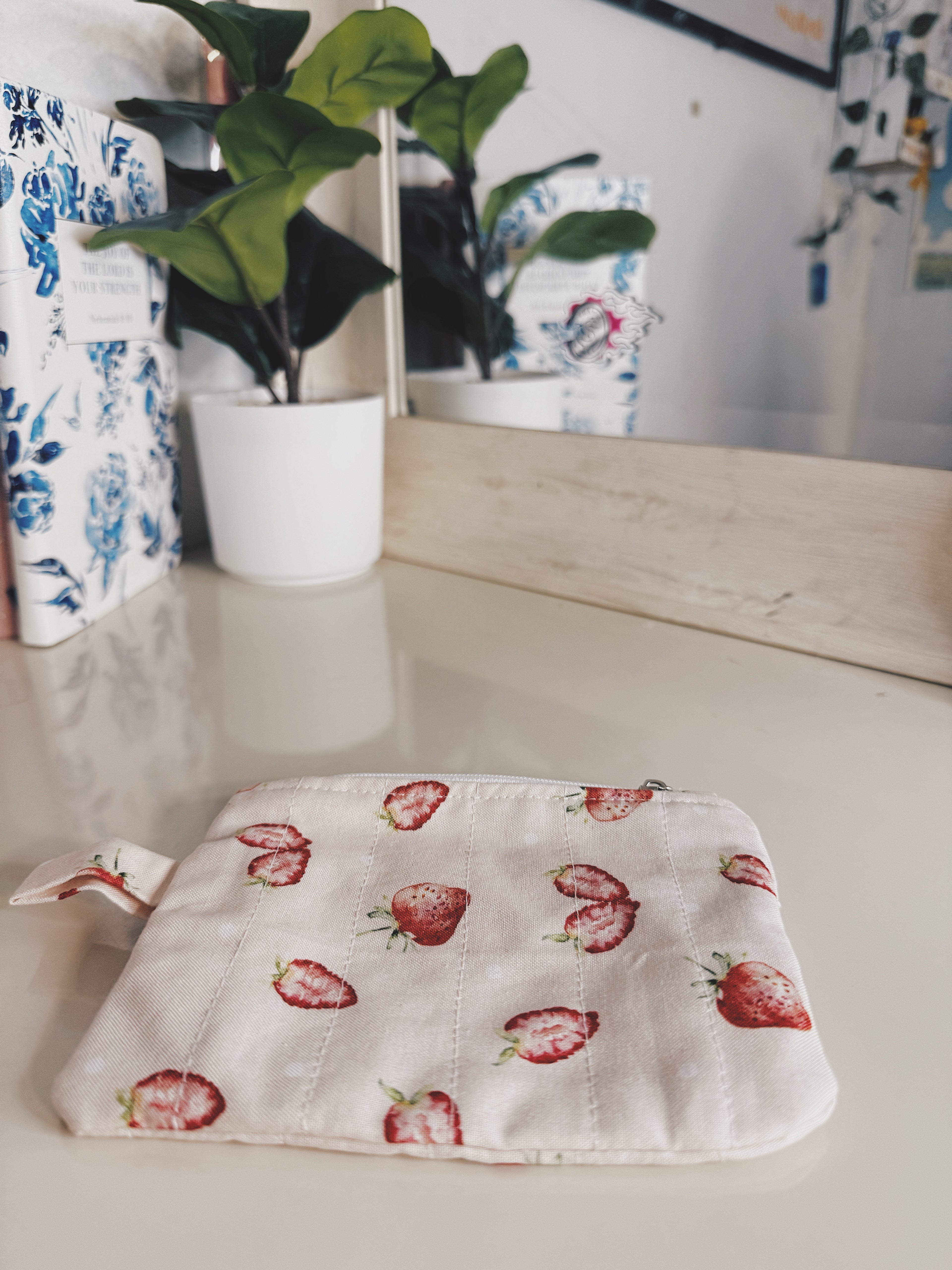 Pink strawberry pouch