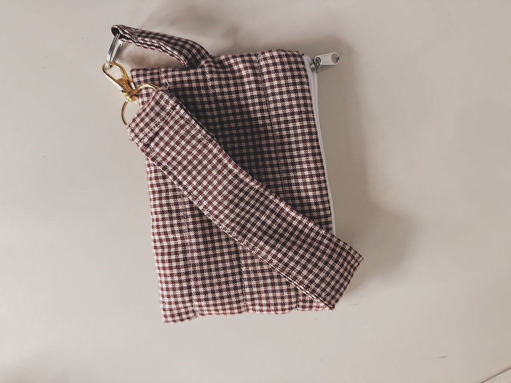 Brown plaid keychain with pouch