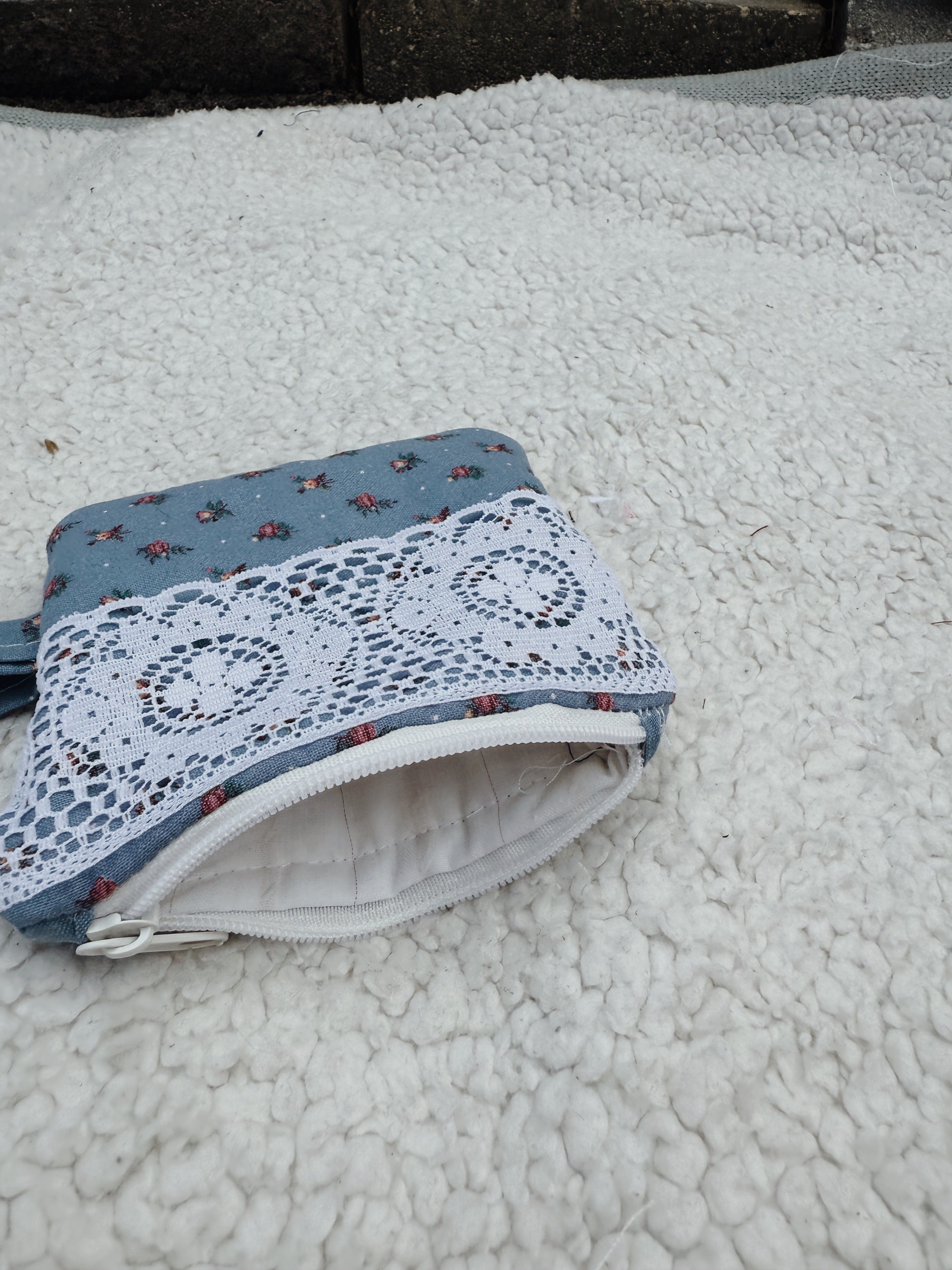 Blue Floral Small Keychain Pouch