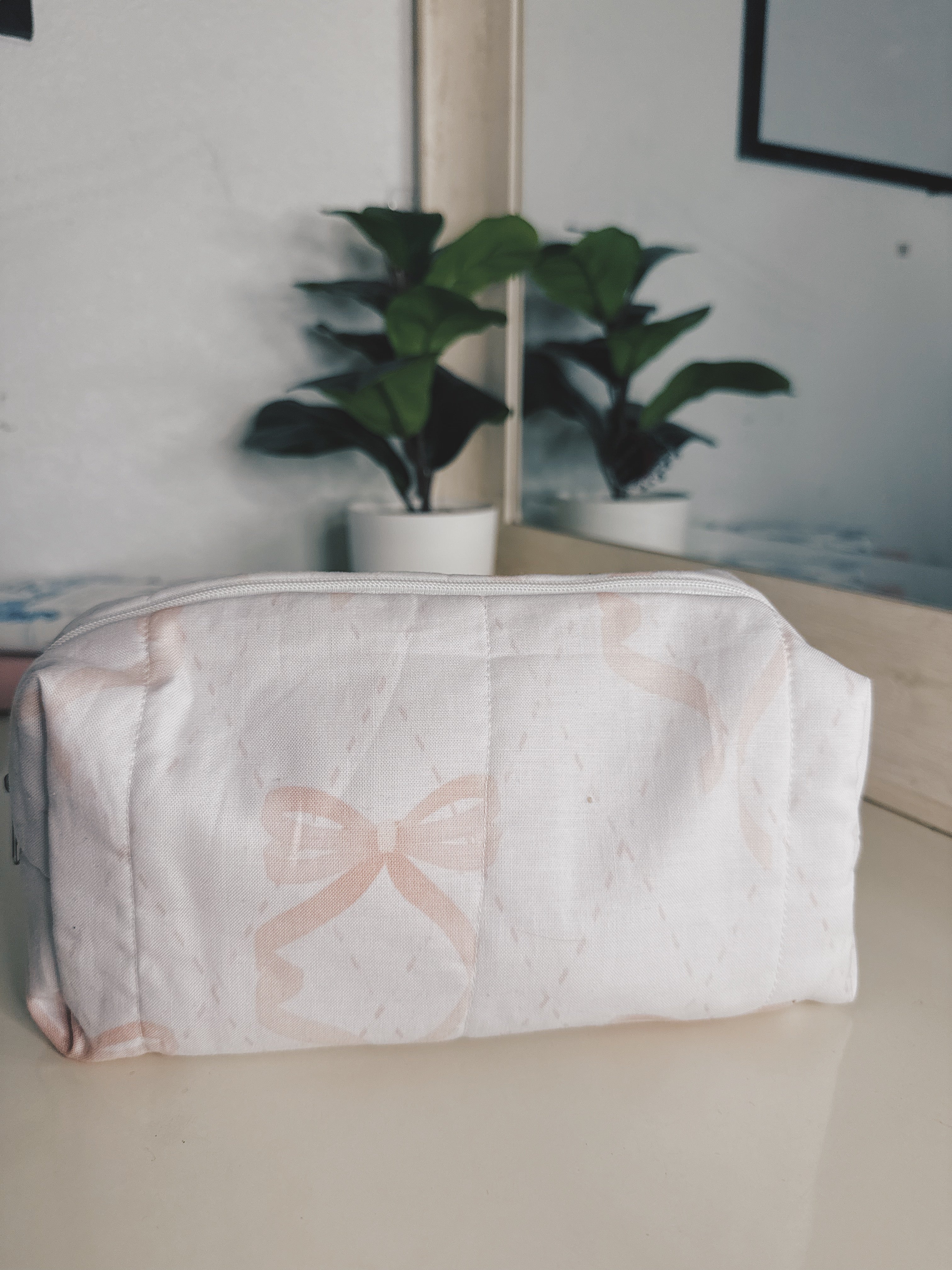 Promise pink bow print makeup bag