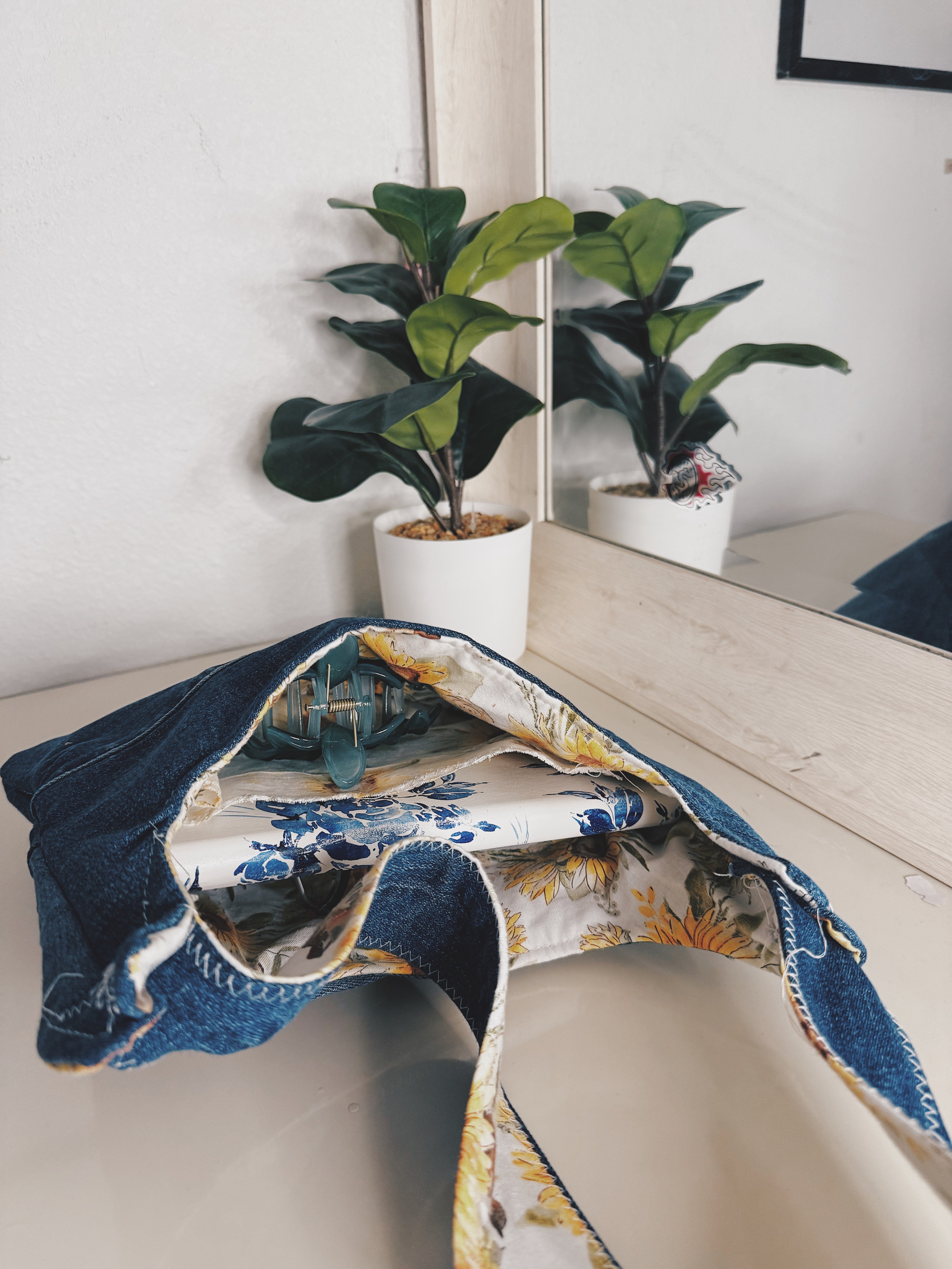 Denim up-cycled handbag