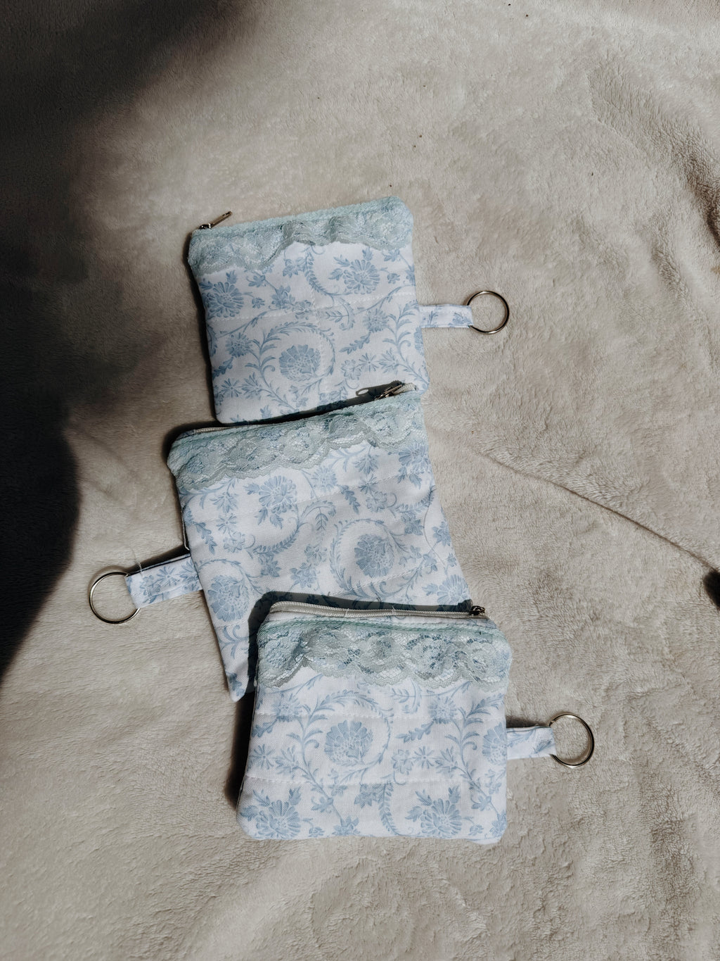 Blue floral pouches