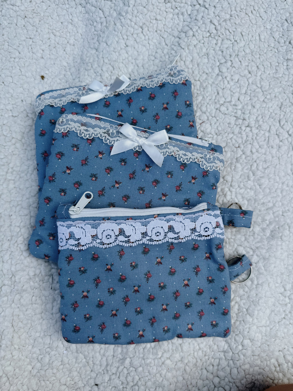 Blue Floral Keychain Pouches