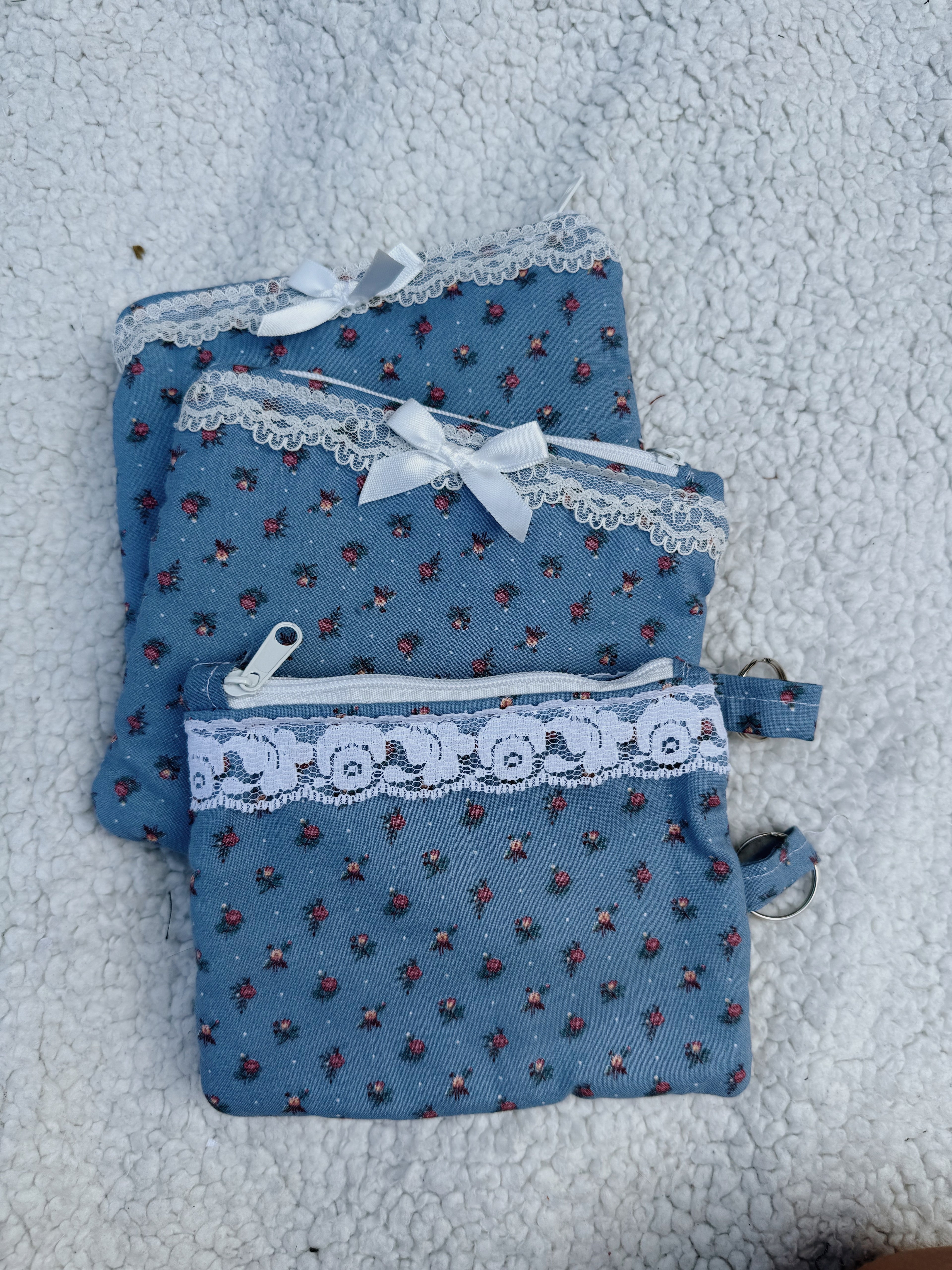 Blue Floral Keychain Pouches