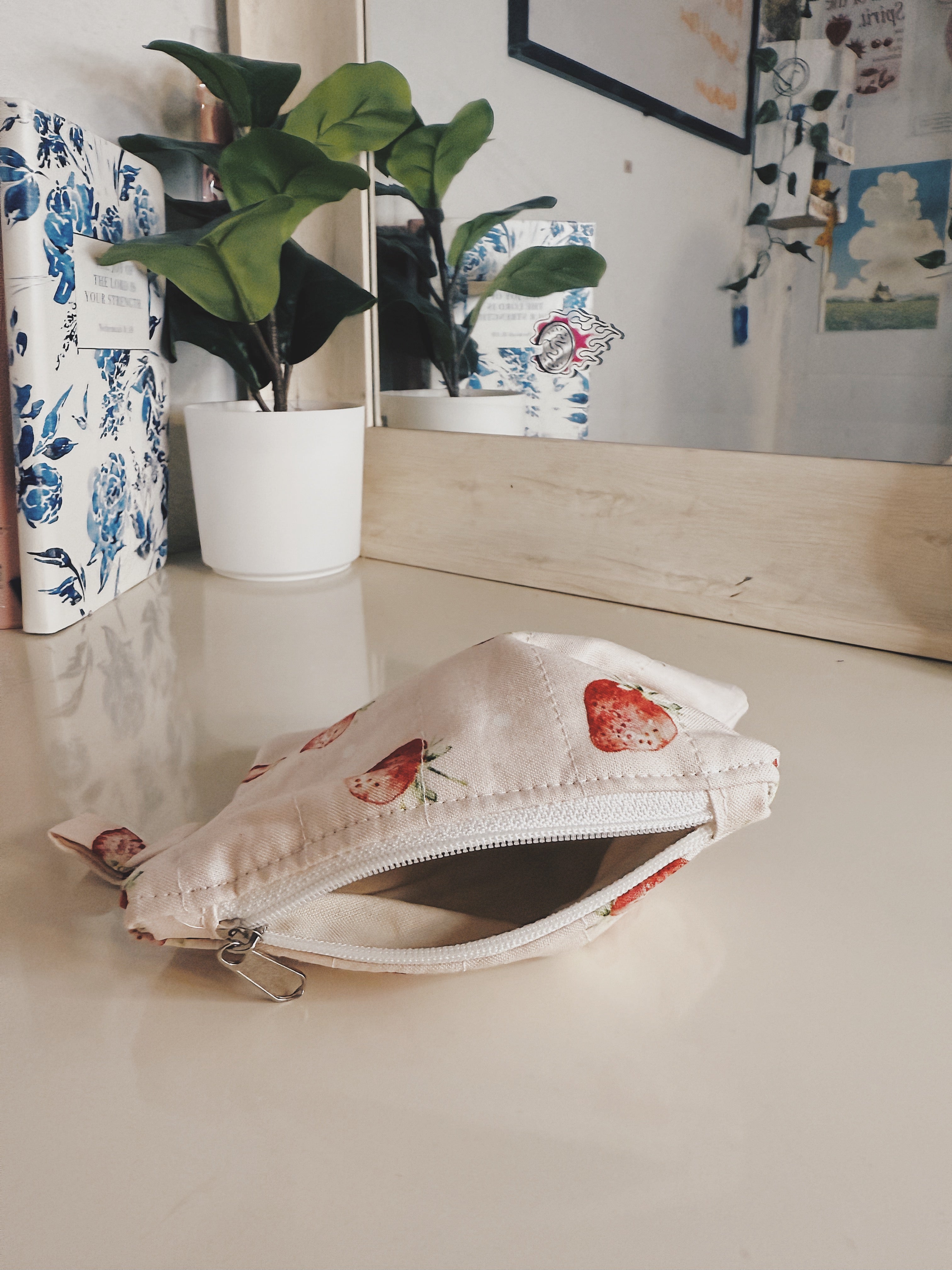 Pink strawberry pouch
