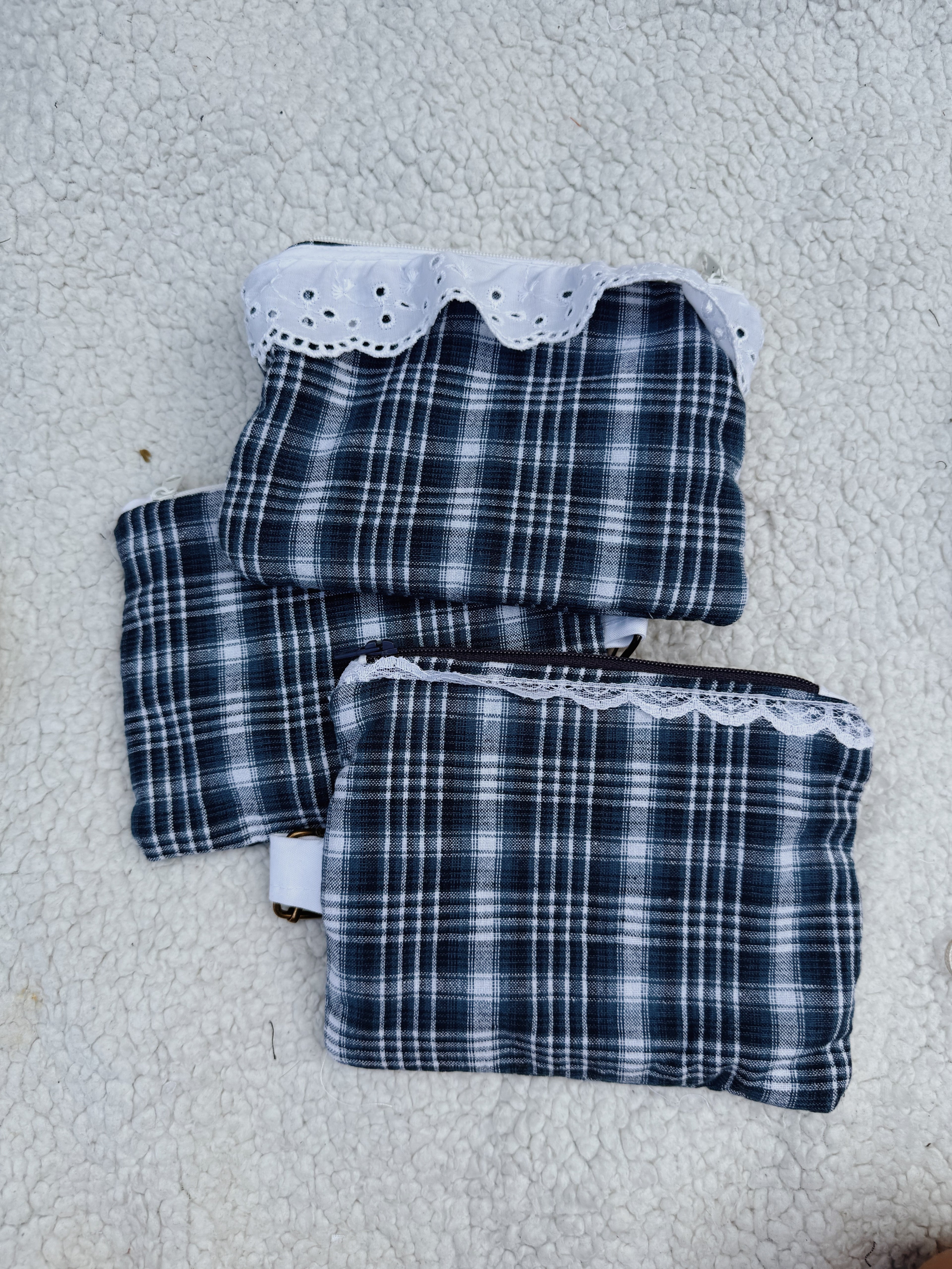 Blue Plaid Keychain Pouches