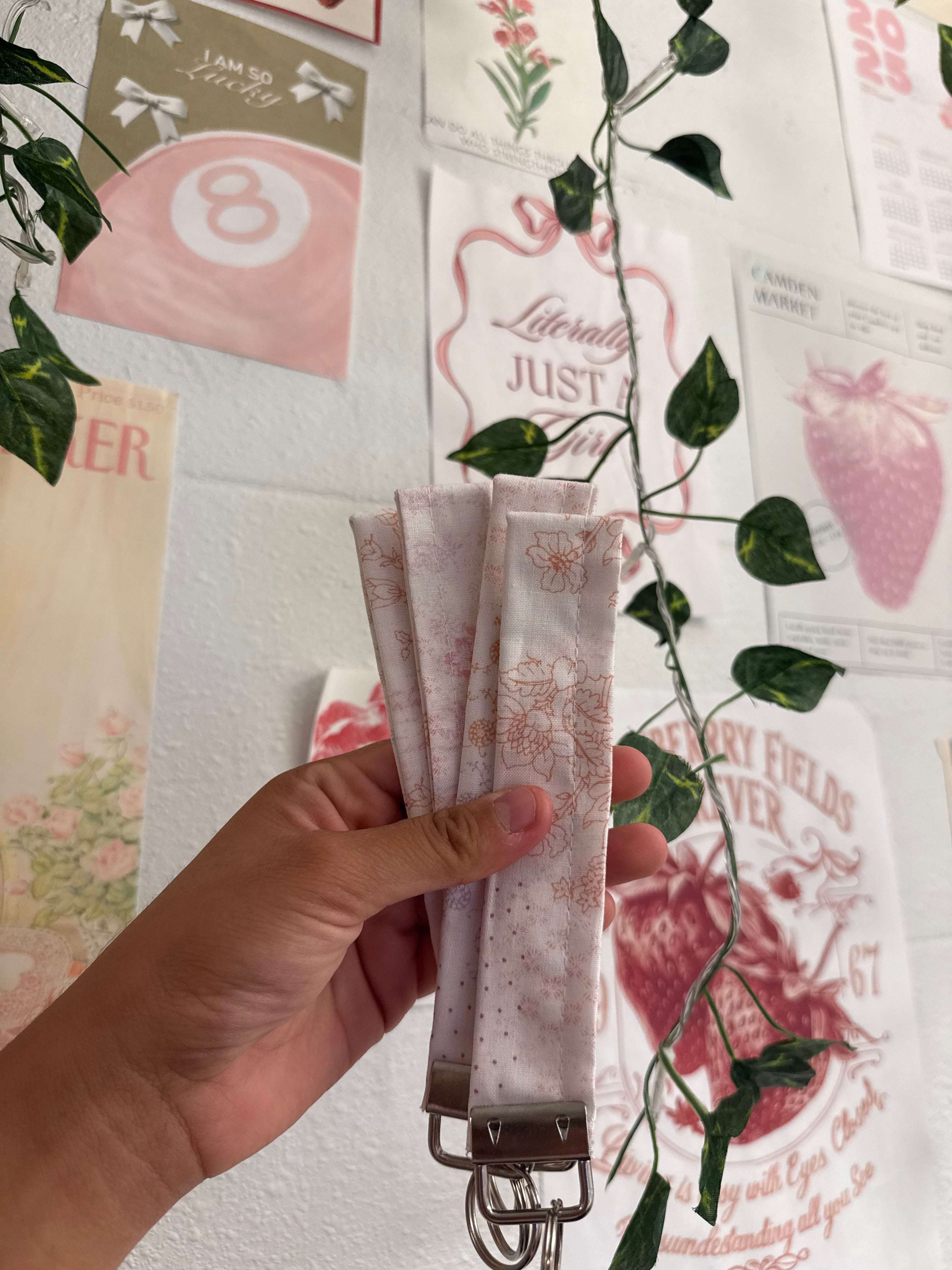 Pink floral wristlet