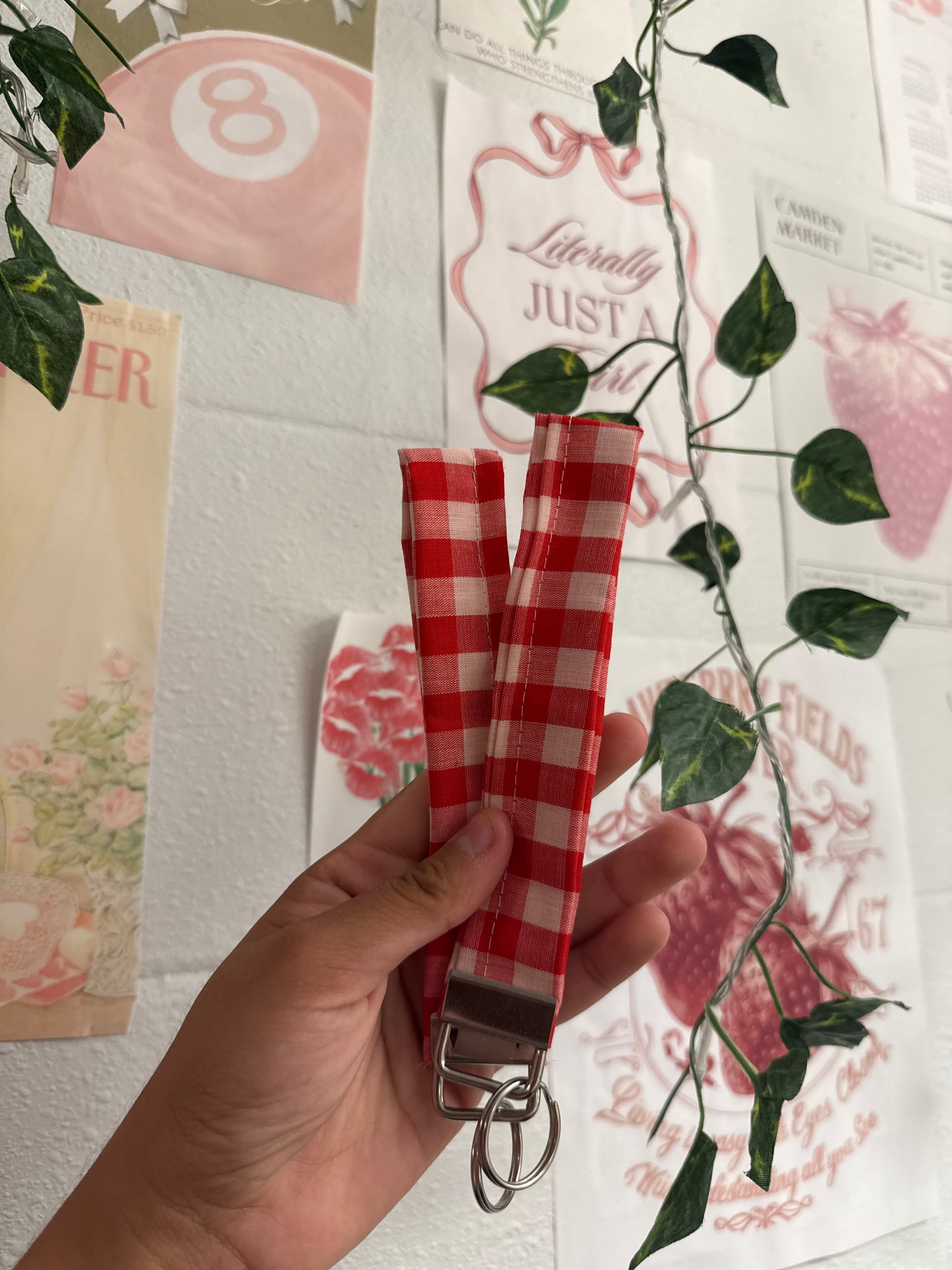 Red gingham wristlet